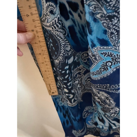 Women's Thalia Sodi Maxi Dress Size S Blue Gold Chain Halter - Picture 12 of 13